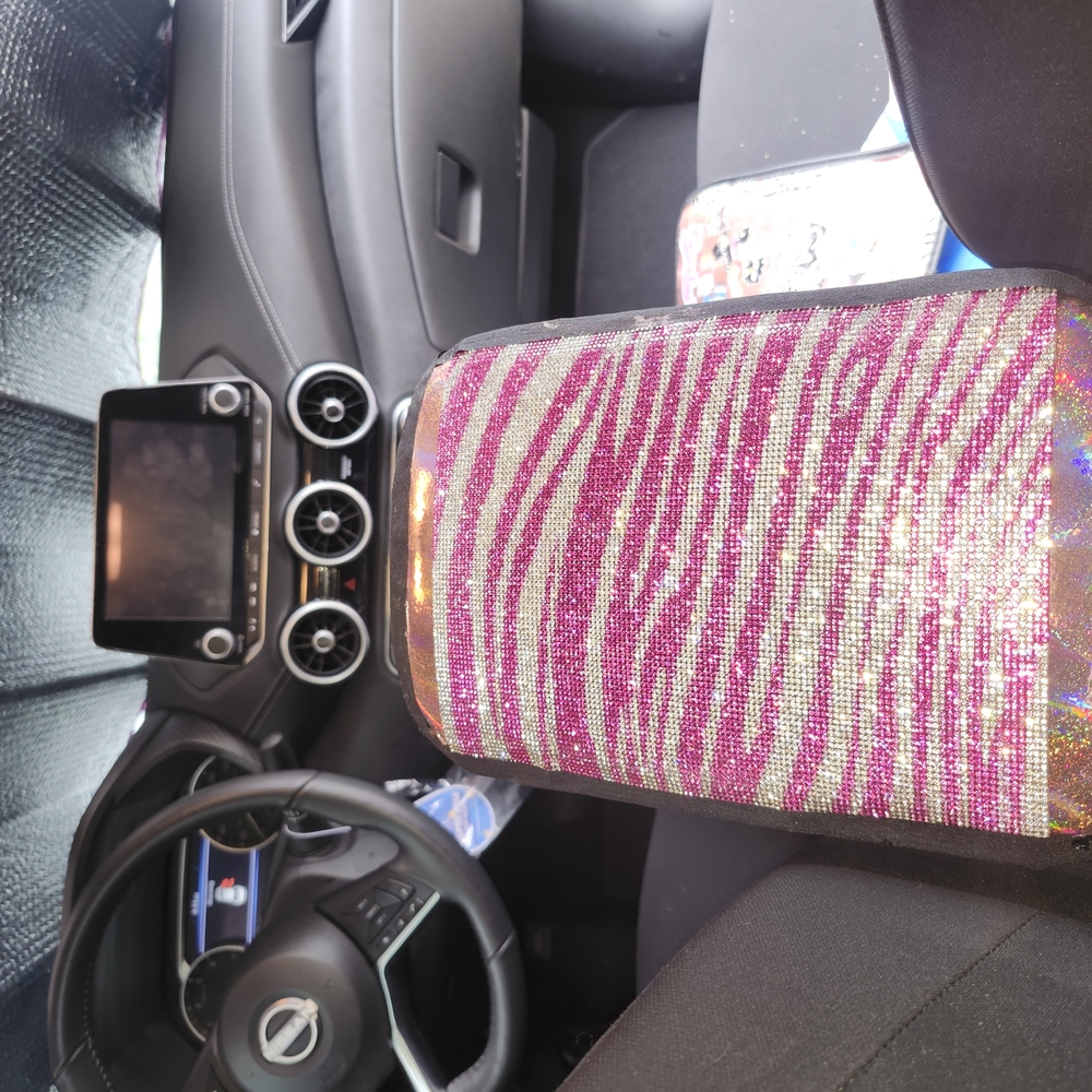 Pink Zebra Car Armrest Cover